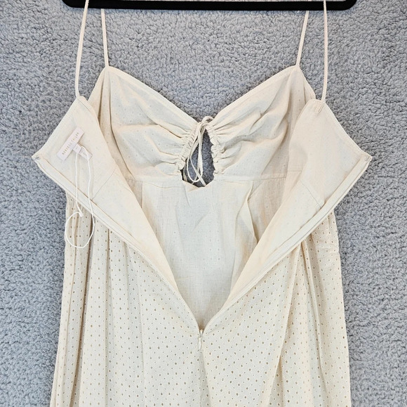 Rebecca Taylor Beige/Cream Lyra Embroidered cutout Midi dress Sz  10 Eyelets - Picture 14 of 16